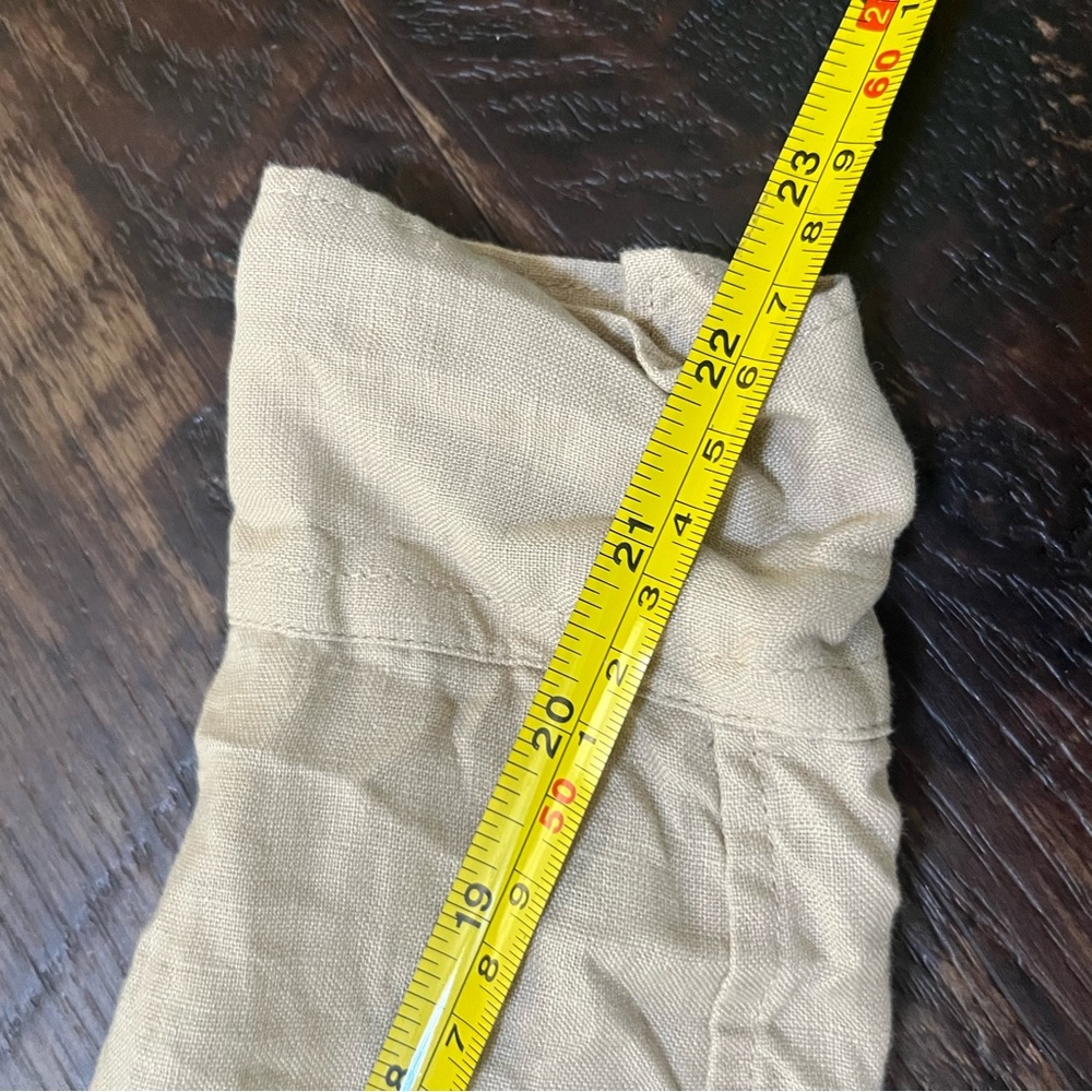 Quince 100% European linen long sleeve button front career beach khaki shirt S - Picture 8 of 8